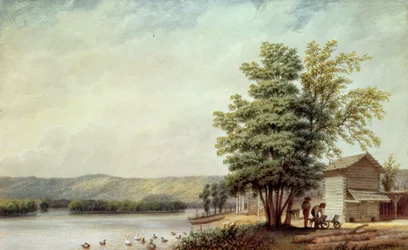 Cirro Cumulus - Houses on a Tobacco Plantation, Virginia, c.1830-40 (acuarela sobre papel)