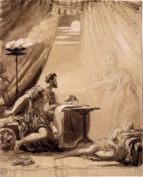 Escena de "Julio César" de Shakespeare: El fantasma de César se aparece a Bruto, c.1871 (aguada sobre papel)