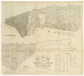 Este mapa de la Ciudad de Nueva York y la Isla de Manhattan según lo dispuesto por los Comisionados nombrados por la Legislatura, 1853