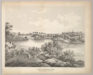 Vista en Central Park con el Puente del Balcón y el Puente de Roble, Manual de San Valentín