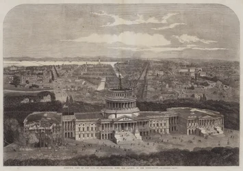 Vista aérea de la ciudad de Washington, con el Capitolio en primer plano