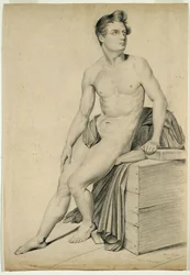 Sin título - Desnudo masculino copiado de una litografía, 1842