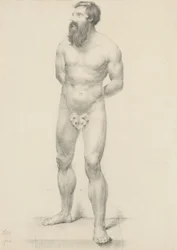 Sin título - Desnudo masculino de pie con hoja de parra, 1844