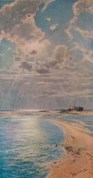 Luz plateada sobre una barra dorada, Ambleteuse, c1901