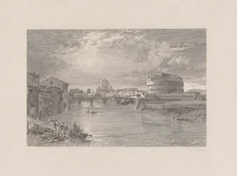 Roma; Puente y Castillo de San Angelo sobre el Tíber