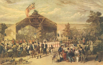 Cena anual de los taberneros con licencia, Taberna Mermaid, Hackney, 1866