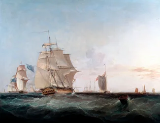 Mercantes y otros barcos en el Canal de la Mancha, siglo XIX