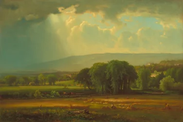 Escena de cosecha en el valle de Delaware