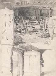 Estudio para "La oca", 1867: Interior de un granero