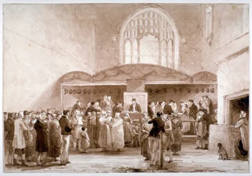 Vista interior de la Capilla Guildhall, Ciudad de Londres, 1817
