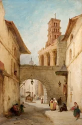 Vista en Roma, Italia, el Foro de Nerva