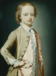 Retrato del Hon. William Napier, 1735, a los Ocho Años, tres cuartos de longitud, Usando un Abrigo Verde, 1735