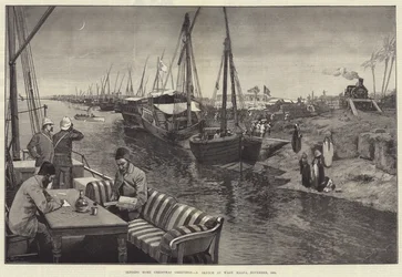 Enviando saludos navideños a casa, un boceto en Wady Halfa, noviembre de 1884