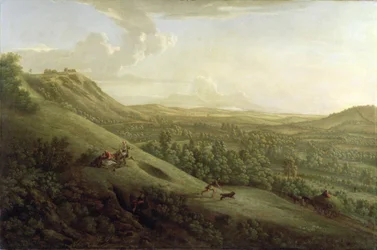 Una vista de Boxhill, Surrey, con Dorking a lo lejos