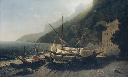 Vista en Amalfi, Bahía de Salerno, 1857
