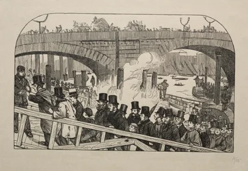 La corriente viva en el Puente de Londres - Bajo el puente, 1863