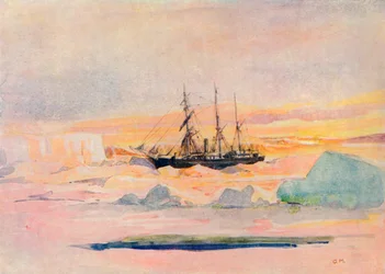 El barco de Shackleton, el Nimrod, en el estrecho de McMurdo, 1909