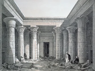 Corte del Gran Templo, Philae, Egipto, 1843