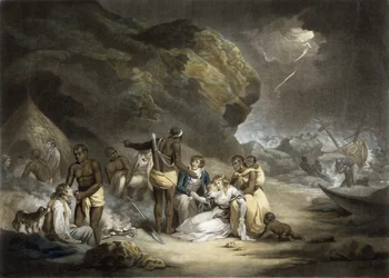 Hospitalidad africana, grabado por John Raphael Smith, 1791