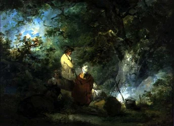 Gitanos junto a una fogata