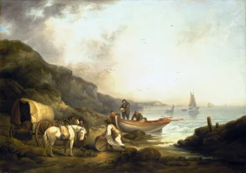 Tráfico de contrabandistas en la costa. Óleo sobre lienzo, principios del siglo XIX, de George Morland (1763-1804).