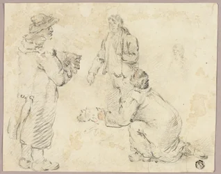 Tres hombres con perros