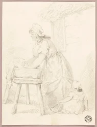 Mujer lavando ropa