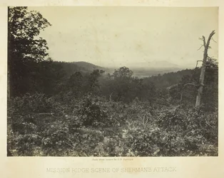 Escena de la batalla de Mission Ridge de Sherman
