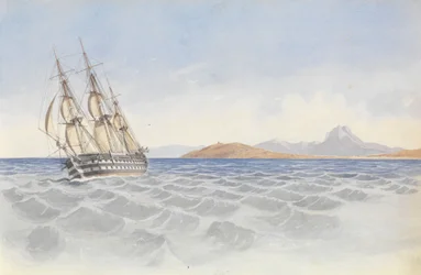 HMS "Bellerophon" frente a Cabo Cartago, 26 de abril de 1852