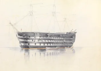 Estudio del HMS "Queen" en Malta, 3 de marzo de 1852