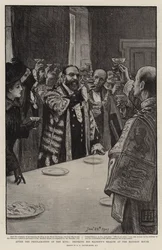 Después de la Proclamación del Rey, brindando por la Salud de Su Majestad en la Mansion House