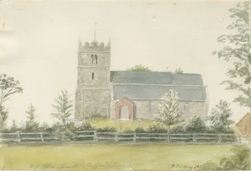 Iglesia de High Offley: pintura en acuarela, 1821