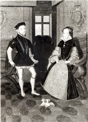 Retrato de Felipe II de España (1527-98) y la Reina María I (1516-58) grabado por Joseph Brown, 1812