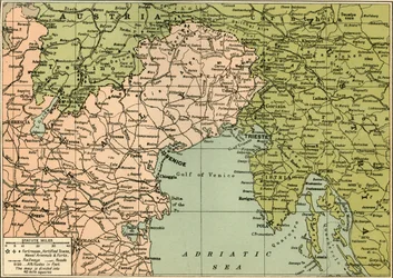 Mapa del frente de combate italiano, 1919