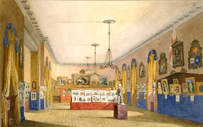 Una exposición en el Old Town Hall, Oxford, 1854