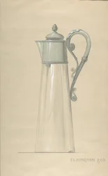 Diseño para Jarra de Agua de Vidrio y Plata, con Tapa, 1820-65