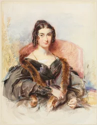 Retrato de mujer, c.1830-1835 (acuarela con grafito realzado con pintura blanca )