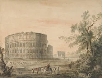 Coliseo, Roma, con arco a la izquierda