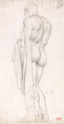 Vista posterior de una figura masculina clásica de pie
