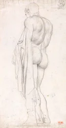Vista trasera de una figura masculina clásica de pie