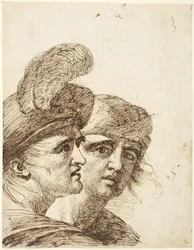 Las cabezas de dos hombres  (reverso: Estudio para «La acusación de Susana»)