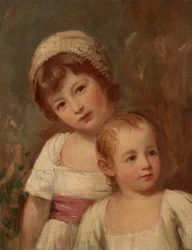 Retrato de dos niños, de medio cuerpo