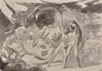 Satanás contempla a los ángeles caídos