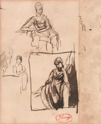 Mujer sentada: tres poses