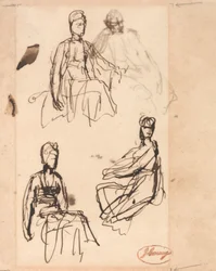 Mujer sentada: tres estudios