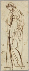 Figura femenina de pie, estudio de retrato