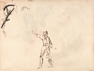 Figura de pie con el brazo levantado