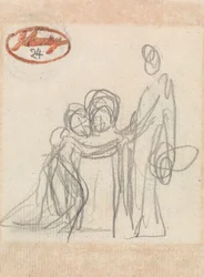 Figura de pie con dos niños