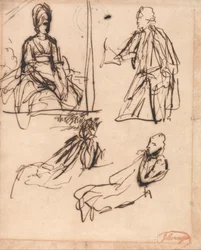 Estudios para retratos de hombre y mujer
