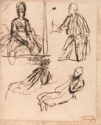 Estudios para los retratos de un hombre y de una mujer